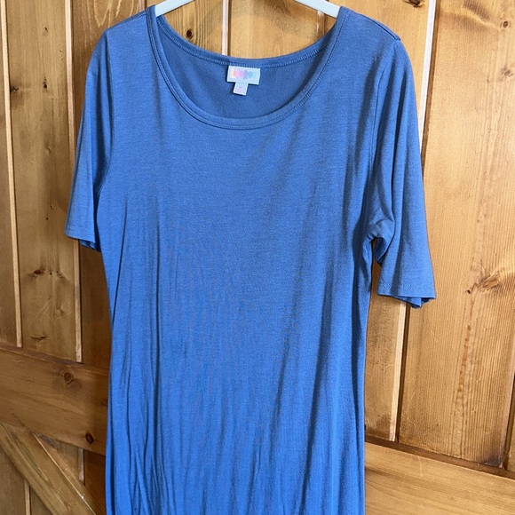 Lularoe T-shirt dress summer fun blue short sleeve Medium - Picture 5 of 7